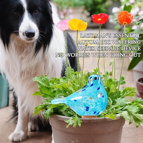 Glass Bird Shaped Plant Watering Ball Glass Automatic Watering Ball Flower Pot Insertion Spike Drip Irrigation Device Watering Ball Irrigation System Plant Enthusiast Gift