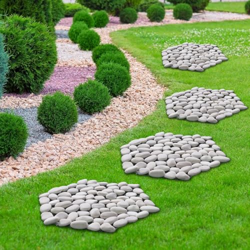 10in River Rock Stepping Stones Set (Rhombus / White)