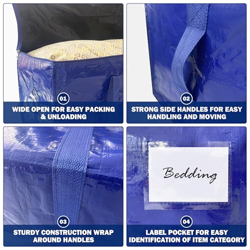 16 Pack Extra Heavy Duty Large Moving Bags with Strong Zipper & Carrying Handles (16 Count)