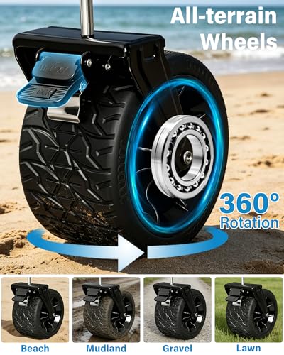 600LBS Beach Wagons Carts Foldable for Sand (Black_600lbs)