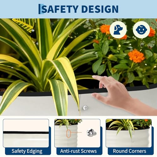 2 Pack 10x4x1.5ft Galvanized Raised Garden Bed (Beige-oval / 10x4x1.5ft 2pcs)
