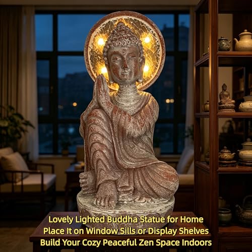 11.5in buddha statue outdoor (Rustic Sandstone)