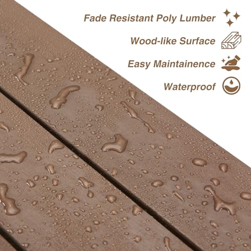 2 Person Poly Lumber Outdoor Garden Bench 700 Lbs Capacity (Brown / 2-Person)
