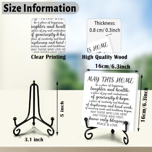 Housewarming Gifts for Women Men Home Book Shelf Table Decor 6.3x6.3 In (Multicolor 1729 / Wooden sign with iron frame（6.3 x 6.3 inches）)
