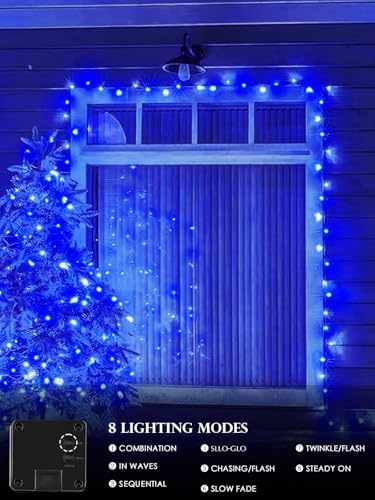 Solar Christmas Lights Outdoor 4 Pack 132FT 400LED Fairy String Lights Blue (Blue / 4 pack)
