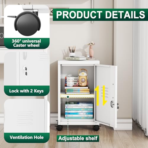 Metal Mobile File Cabinet with Lock