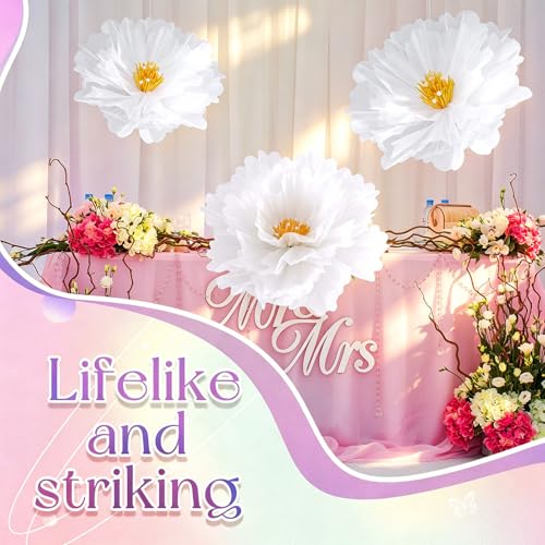 3 Pcs Giant White Silk Flowers Decoration for Wedding (Flower / White)