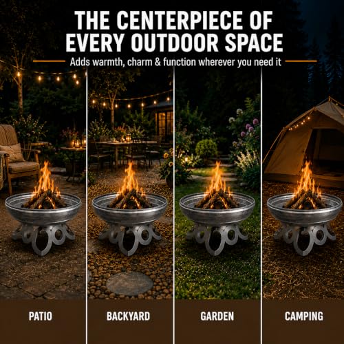Liberty 24” Wood Burning Fire Pit Carbon Steel with Circular (Circular Base / 24" Diameter)