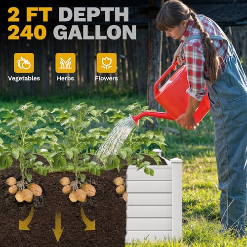 4 x 4 x 2 FT Raised Garden Bed (White / 4x4x2ft)