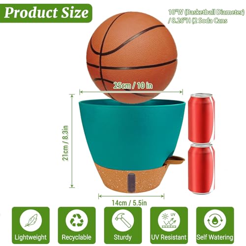 2 Pack 10 inch Plant Pots (Turquoise / 10 inch)