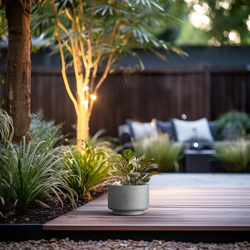 Pale Gray Concrete Planter 9.8" Dia All (Natural Concrete / 10" Dia x 7.1"H)