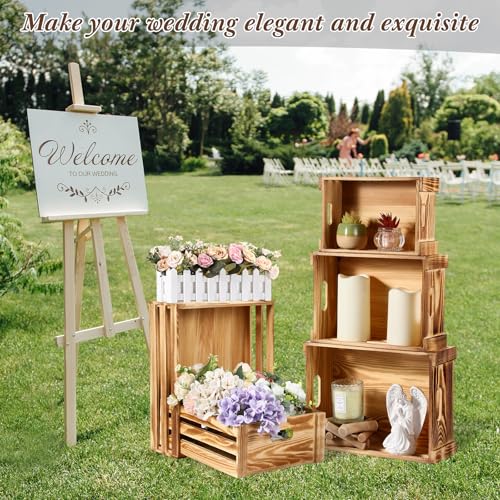 5 Pack Wooden Crates for Display Nesting Crates (Natural)
