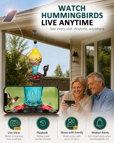 Smart Hummingbird Feeder with Camera for Outdoor Hanging (Yellow / X-Large)
