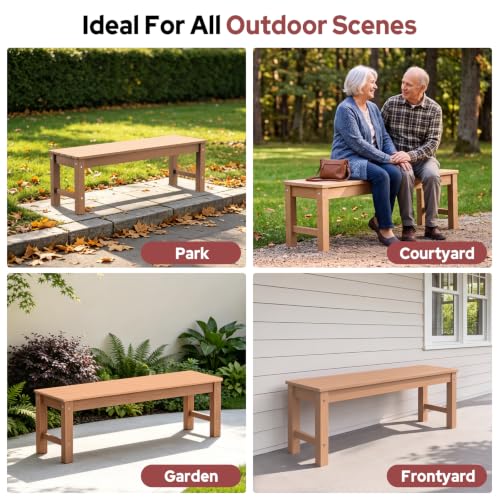 47" Backless HDPE Outdoor Bench for 2 (Teak / 2 pack)