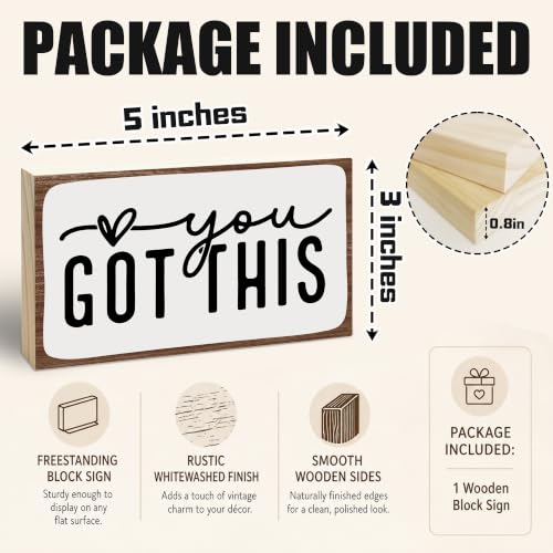 3x5 Encouragement Wooden Block Sign (You Got This-1)