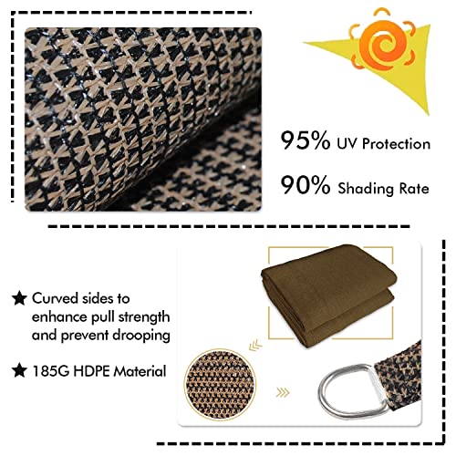7'X8' Sun Shade Sail Brown Curved Rectangle Customizable (Brown / 7'X8' custom)