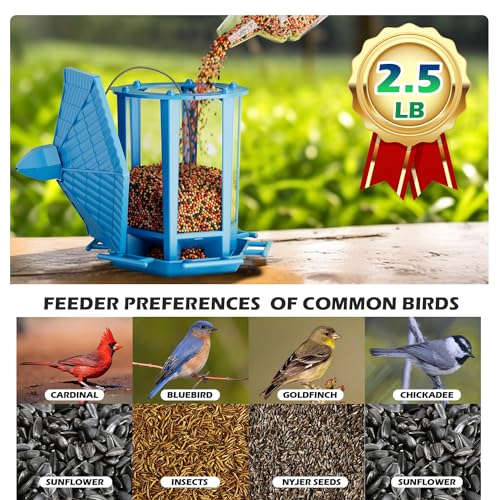 2 Pack Bird Feeders for Outdoor Hanging (Blue / 2 PACK)