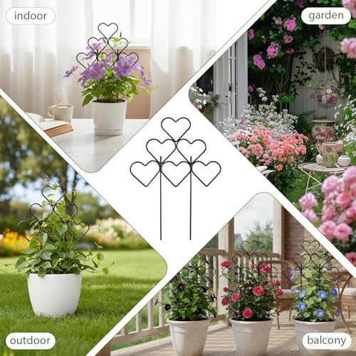 12 Pack Trellis for Climbing Plants Outdoor 15 Inch (Black - Heart / 12 pack)