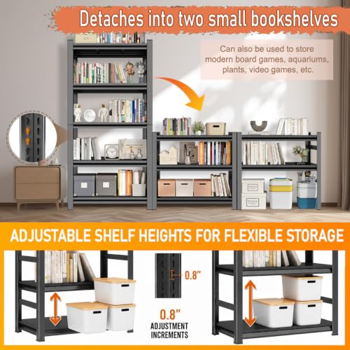 5 Tier Metal Bookshelf (5-Tier 63''Hx45''Wx16''D)