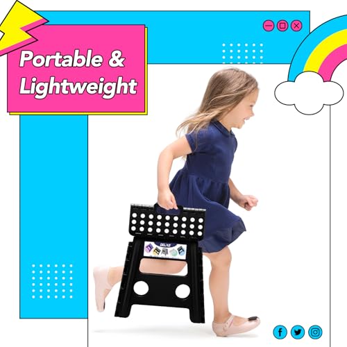 Folding Step Stool 13 inch 2 Pack (Black / 13 Inch-2 Pack)