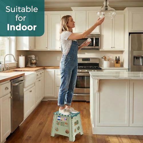 13 Inch Folding Step Stool (Bicolor Green / 13 Inch)