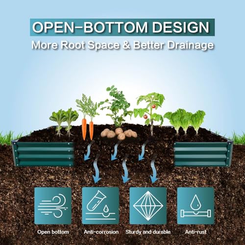 GARDMAX 8x4x1FT Galvanized Raised Garden Bed Kit (Dark Green / 8 x 4 x 1 ft (Pack of 1))