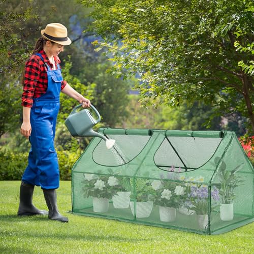 6 x 3 x 3 ft Mini Greenhouse with 2 Zipper Doors (Green / 6 x 3 x 3 ft)