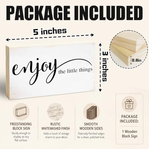 3x5 Inspirational Wooden Block Sign (Enjoy the Little Things-1)