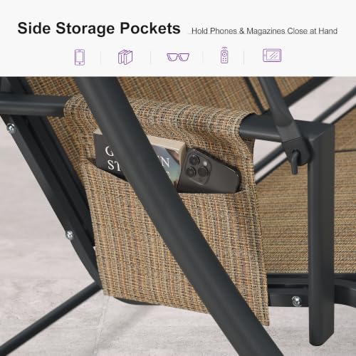 3 Seat Outdoor Porch Swing with Adjustable Canopy (Camel(textilene) / Porch Swing)