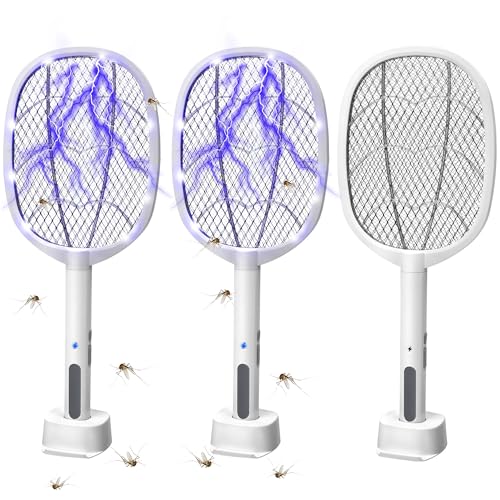 3 Packs Electric Fly Swatter Rackets (White-3 packs)