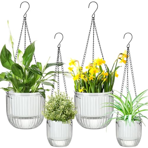 4 Pcs 6.5'' 4.5'' Hanging Self Watering Pot for Indoor Plant (4 Count)