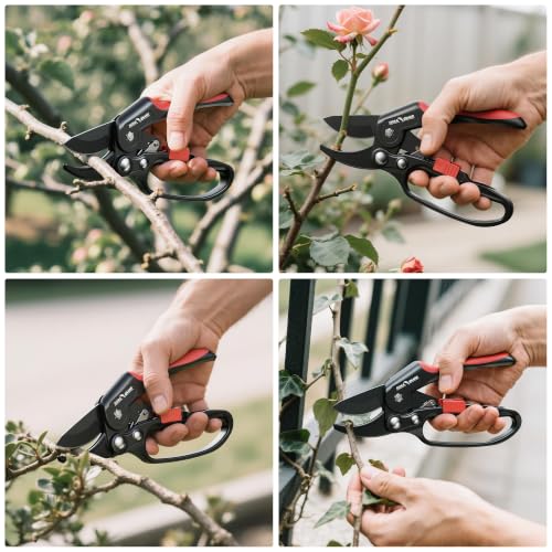 Ratchet Pruning Shears with SK5 Steel Blade (7.8 inch)