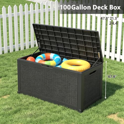 110 Gal Outdoor Storage Box Waterproof (110 Gallon / Dark Black)