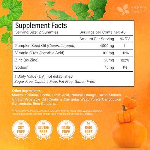 Premium 90 Gummies Pumpkin Seed Oil (90 Count)