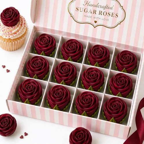 Edible Deep Burgundy Rose Toppers (Burgandy)