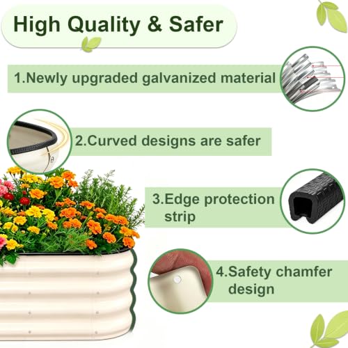 Galvanized Raised Garden Beds Outdoor (White / 8 x 4 x 1 ft)
