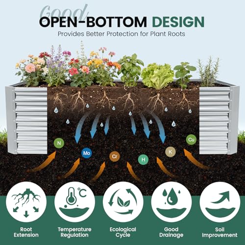 6x3x2 ft Galvanized Raised Garden Bed Kit (Silver / 6x3x2 ft)