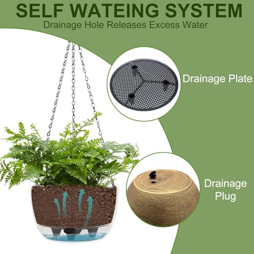 2 Packs Solar Hanging Basket Planters for Plants Outdoor (Copper)