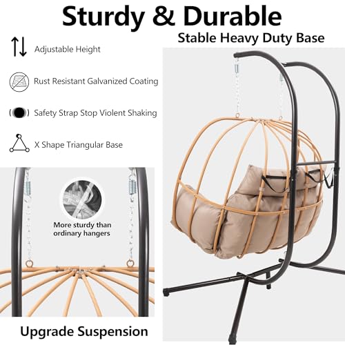Double Egg Chair Outdoor (Double Seat/Light Brown)