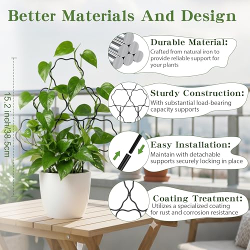 12 Pack Trellis for Climbing Plants Outdoor 15 Inch (Flower / 12 pack)