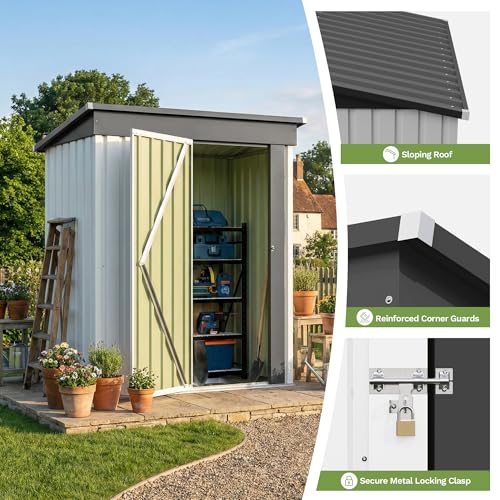 5x3 FT Outdoor Storage Shed with Floor Frame (White / 5x3 FT)
