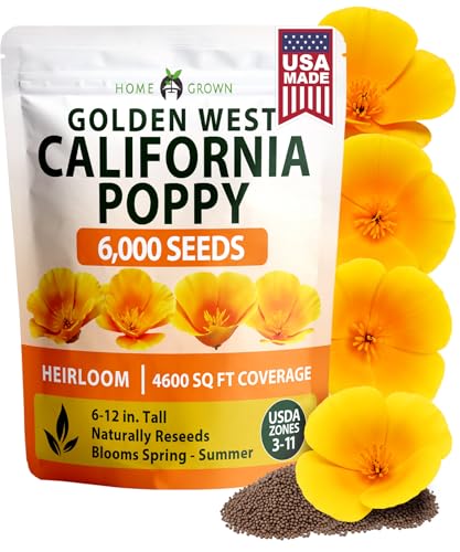 Golden West Poppy 6000 Flower Seeds Eschscholzia californica