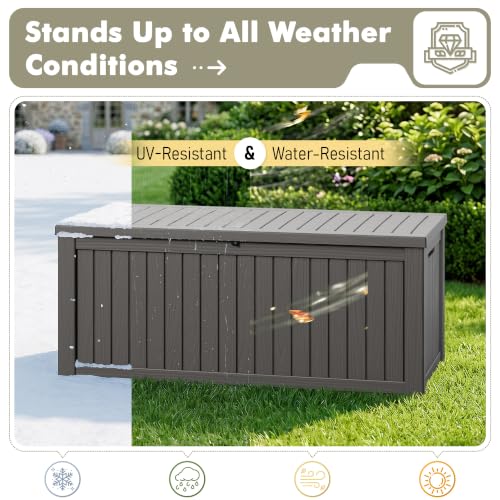 220 Gallon Outdoor Storage Box Waterproof Deck Box for Patio (Grey / 220 Gallon)