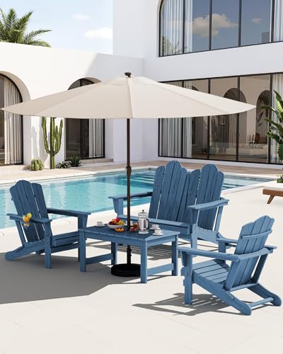 5 Pc HDPE Adirondack Set (Navy / 2 chair &2 bench &1 coffee table)