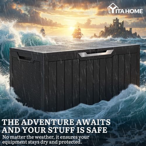100 Gallon Outdoor Storage Box w (Black&Sliver / 100 Gallon)