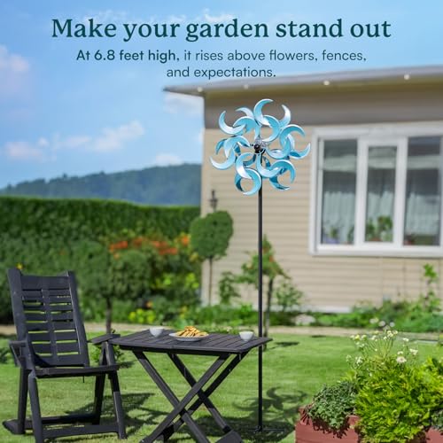 87" Wind Spinner Outdoor with Solar Light (Azure Moon-Solar Light Version)