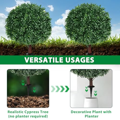 Set of 4 Artificial Boxwood Topiary Ball Tree with Ground Spike (Boxwood Ball 4pcs)