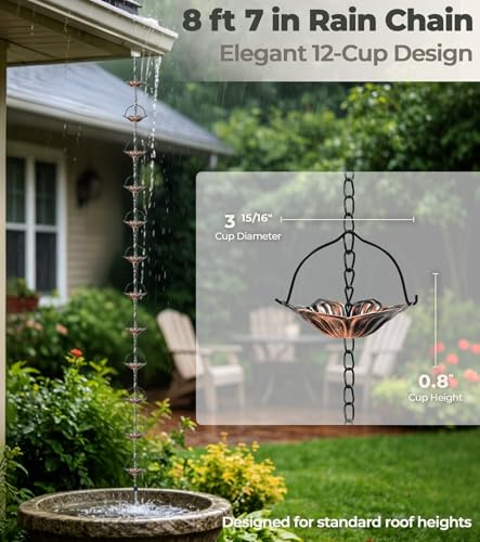 Adjustable Copper Rain Chain for Gutters (Lotus-Shallow)