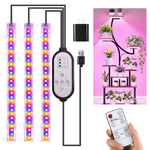 7.8'' 3 Head LED Grow Light Strips (Red+Blue+Yellow / 7.8Inch 3 Head 1 Pack)