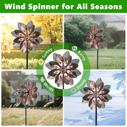 Wind Spinners Outdoor with 2 Blades (13"(Light Green & Antique Bronze))